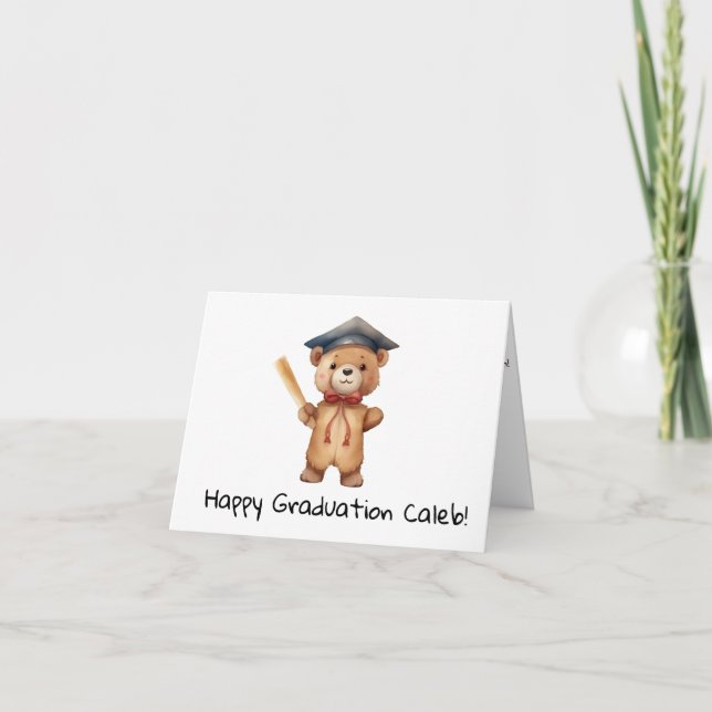 Customized Teddy Bear Kindergarten Graduation  Card (Front)
