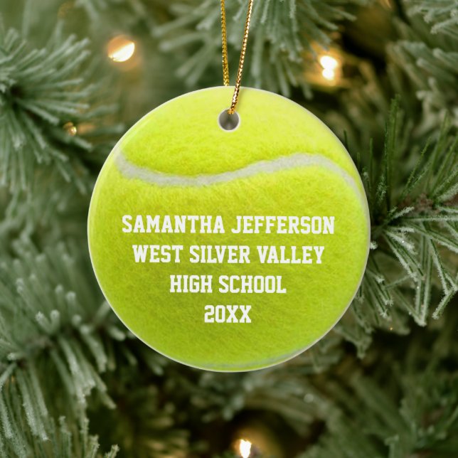 Customized Tennis Ball Sports Ceramic Ornament (Tree)