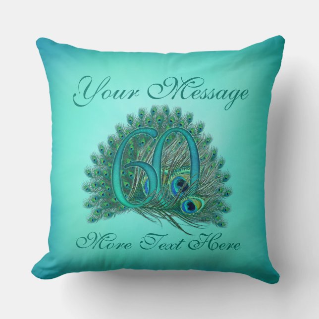 Customized text 60th Birthday or anniversary Throw Pillow (Front)