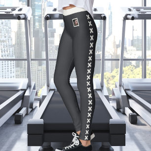 Customized Text Pet Photo Neutral Pattern Caviar Leggings