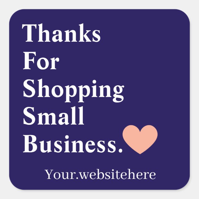 Customized Thank You For Small Business Minimalist Square Sticker (Front)