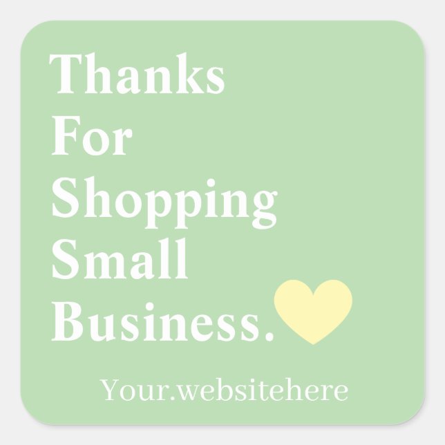 Customized Thank You For Small Business Minimalist Square Sticker (Front)