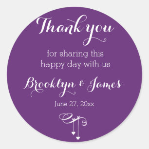Customized Thank You Purple Wedding Stickers