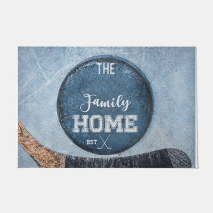 Customized The Family Name Doormat, Ice Skating Doormat