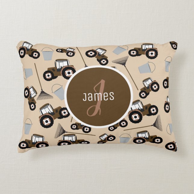 Customized Tractor Truck Pattern Farm Equipment  Accent Pillow (Front)