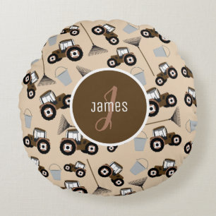 Customized Tractor Truck Pattern Farm Equipment Round Pillow