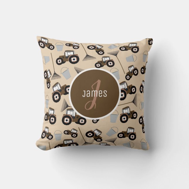 Customized Tractor Truck Pattern Farm Equipment  Throw Pillow (Front)