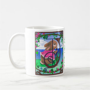 Customized Tropical Bunny with Initial J Mug