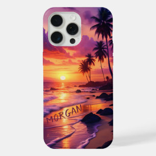 Customized Tropical Sunset Beach – Dreamy Coastal iPhone 15 Pro Max Case