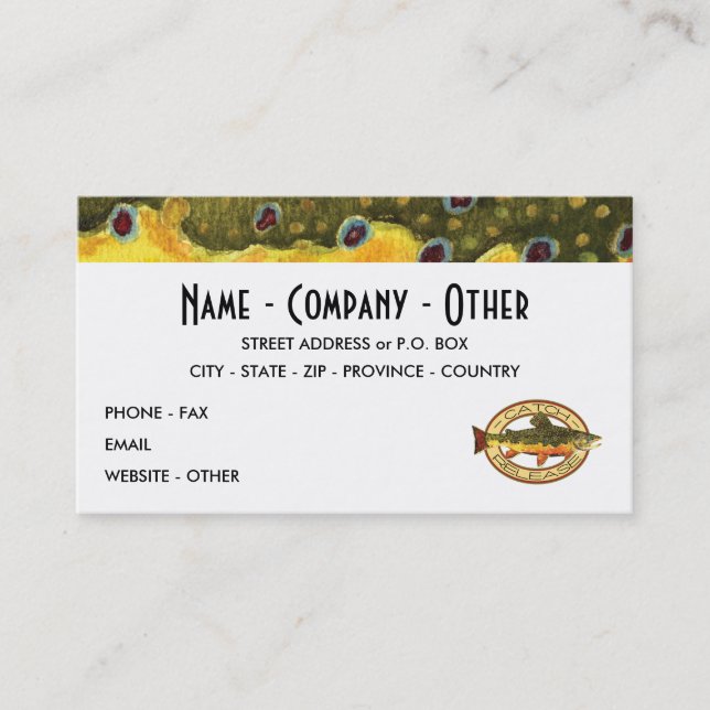 Customized Trout Fishing Business Card (Front)