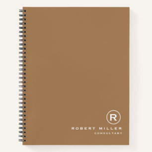 Customized Tuscan Brown & White Monogram Initial Notebook
