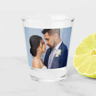 Customized Two Couple Wedding Photo Double Sided Shot Glass