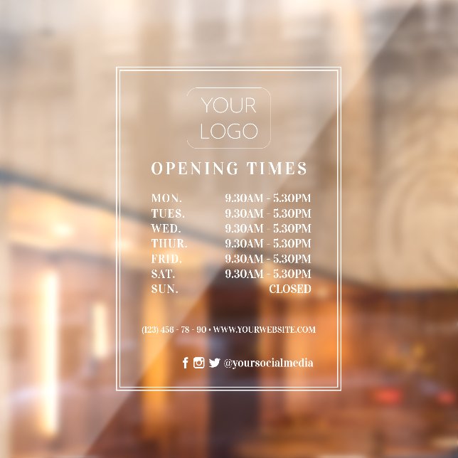 Customized Two Frame Business Logo Opening Hours Window Cling (Sheet 2)