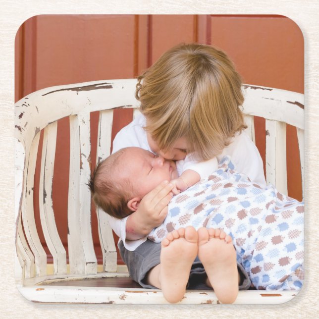 Customized Two Sided Photo Personalized  Square Paper Coaster (Front)
