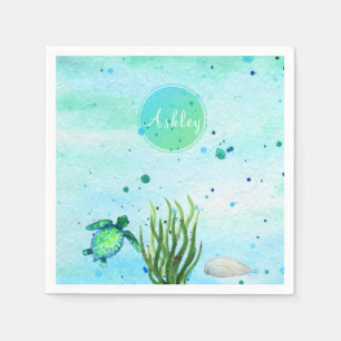 Customized Under the SeaTurtle Baby Shower    Napkin