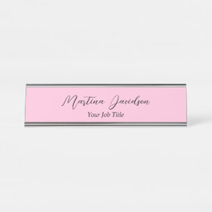 Customized Unique Pink Creative Handwriting Desk Name Plate