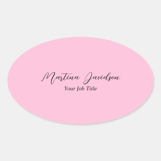 Customized Unique Pink Creative Handwriting Oval Sticker (Front)