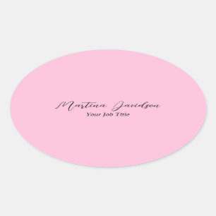 Customized Unique Pink Creative Handwriting Oval Sticker