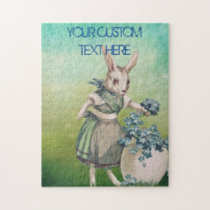 Customized Vintage EASTER Bunny Rabbit Rustic Jigsaw Puzzle