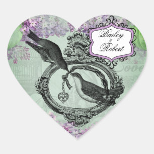 Customized Vintage Lilacs Locket Heart Stickers