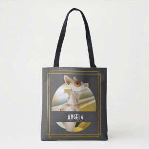 Customized Vintage Podenco Art Deco Dog Grey Tote Bag