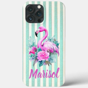 Customized Vintage Tropical Pink Flamingo  iPhone 13 Pro Max Case