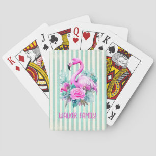 Customized Vintage Tropical Pink Flamingo Playing Cards