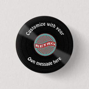 Customized Vinyl Record 1 Inch Round Button