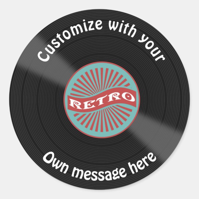Customized Vinyl Record Classic Round Sticker (Front)