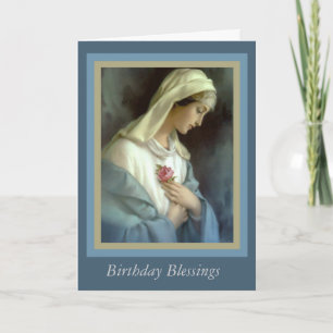 Customized Virgin Madonna Mary with rose Card
