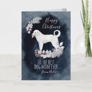 Customized Watercolor Akbash Mom Christmas Holiday Card