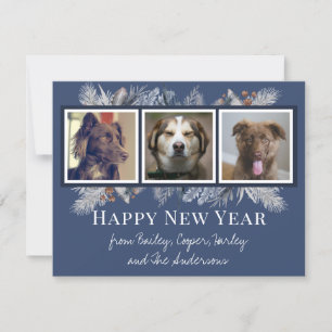 Customized Watercolor Winter Themed Pet Photo  Card
