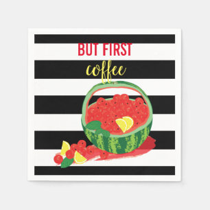 customized watermelon basket on striped background napkin