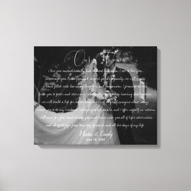 Customized Wedding Anniversary Photo & Vows Canvas Print (Front)