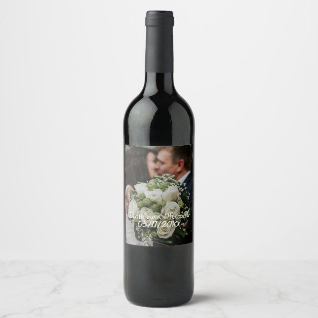 Customized Wedding Bottles Wine Label (Front)