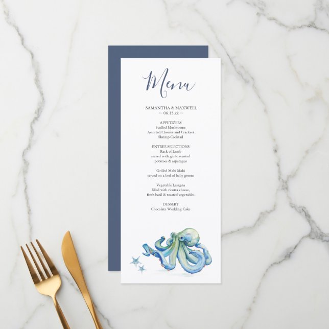 Customized Wedding Menu Designs Beach Weddings (Front/Back In Situ)