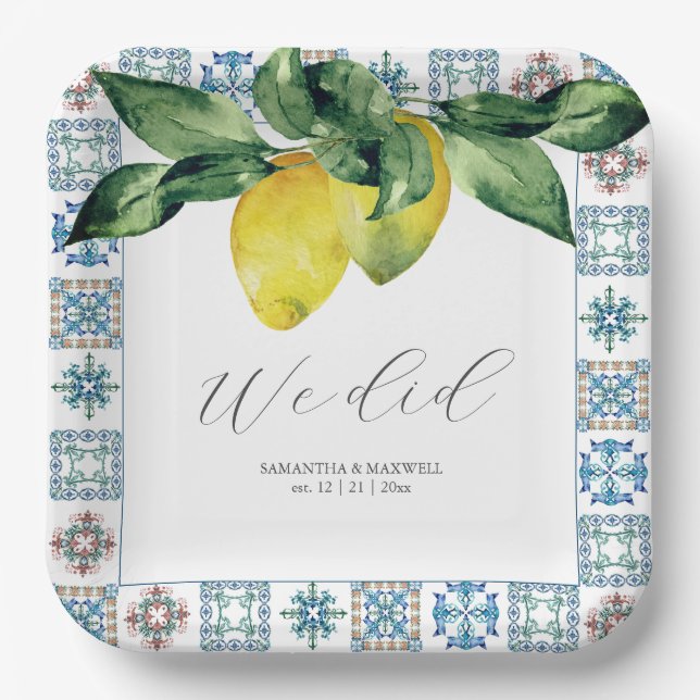 Customized Wedding Paper Plates (Front)