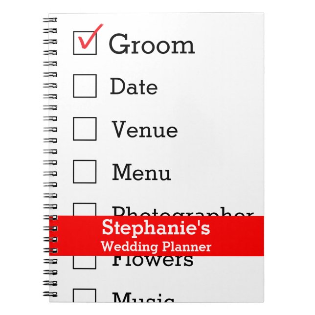 Customized Wedding Planner Checklist Notebook (Front)