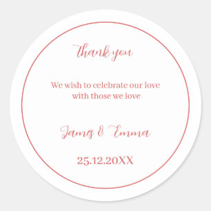 Customized Wedding Simple Rose Classic Round Sticker
