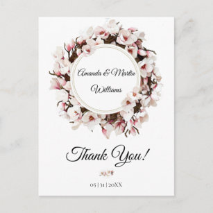 Customized Wedding Spring Blossom Thank You Postcard