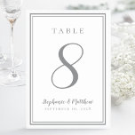 Customized Wedding Table Number Chic Grey<br><div class="desc">A template for any number this simple, minimalist and elegant Wedding Table Number design features a contemporary design with a double frame border in Ultimate Grey on a crisp white background. Chic design provides timeless yet modern sophistication. Personalize wedding table design with your name, wedding date and table number in...</div>