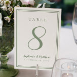 Customized Wedding Table Number Dinner Sage Green<br><div class="desc">A template for any number this simple, minimalist and elegant Wedding Table Number design features a contemporary design with a double frame border in sage green on a crisp white background. Chic design provides timeless yet modern sophistication. Personalize wedding table design with your name, wedding date and table number in...</div>