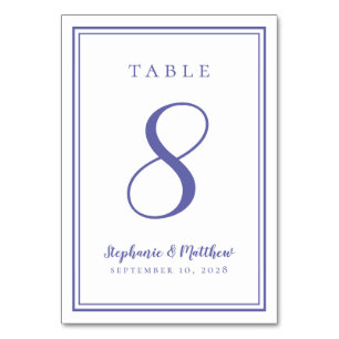 Customized Wedding Table Number Periwinkle Blue