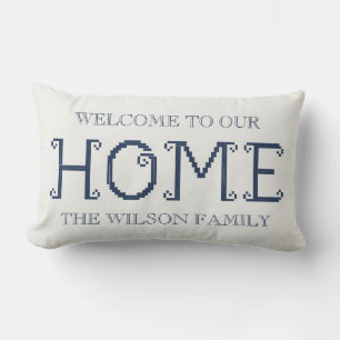Customized "Welcome to Our Home" with Family Name Lumbar Pillow