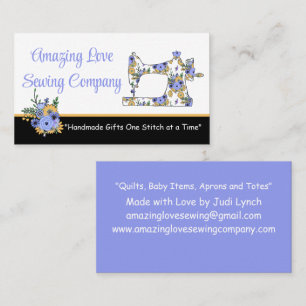 Customized Whimsical Floral Sewing Machine Business Card