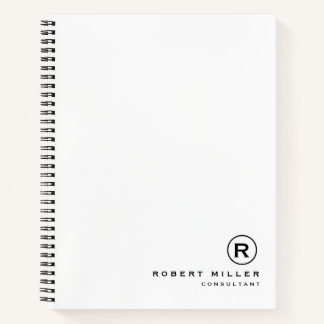 Customized White And Black Monogram Initial  Notebook