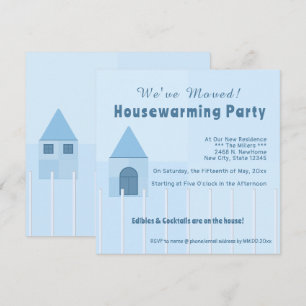 Customized White Fence New Home Housewarming Party Announcement