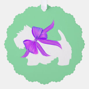 Customized White Westie Terrier Dog Christmas Ornament Card