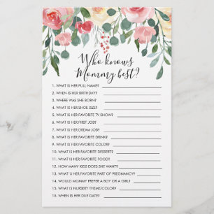 Customized Who knows Mommy Best? Baby Shower Game