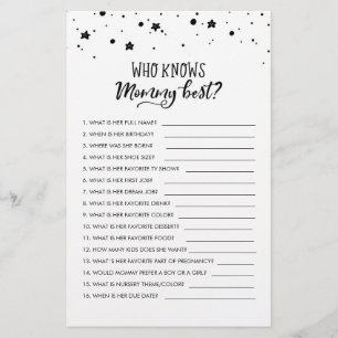 Customized Who knows Mommy Best? Baby Shower Game